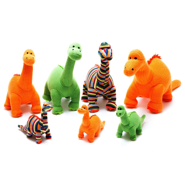 Knitted Orange Diplodocus Dinosaur Plush Toy