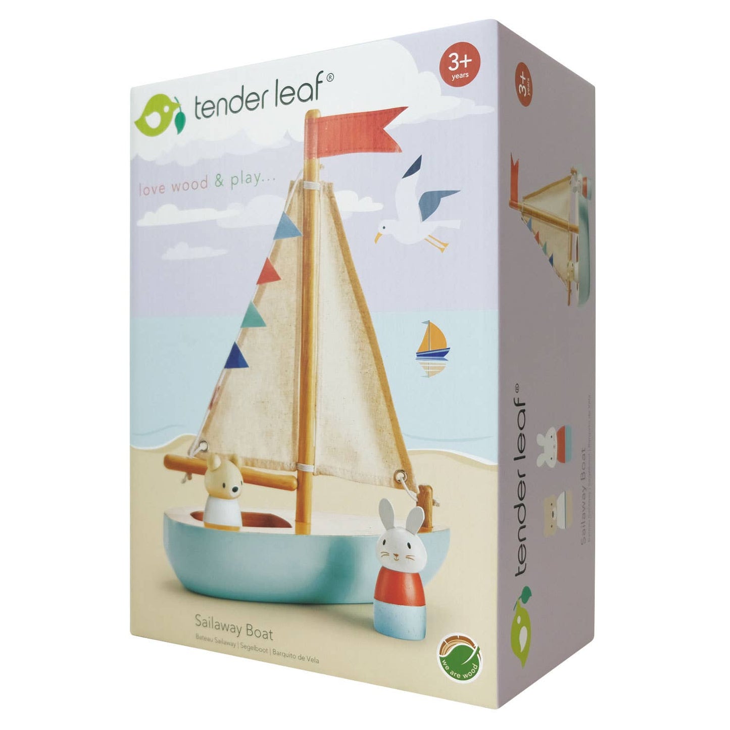 Sailway Wooden Toy Boat with Bubble and Squeak Dolls