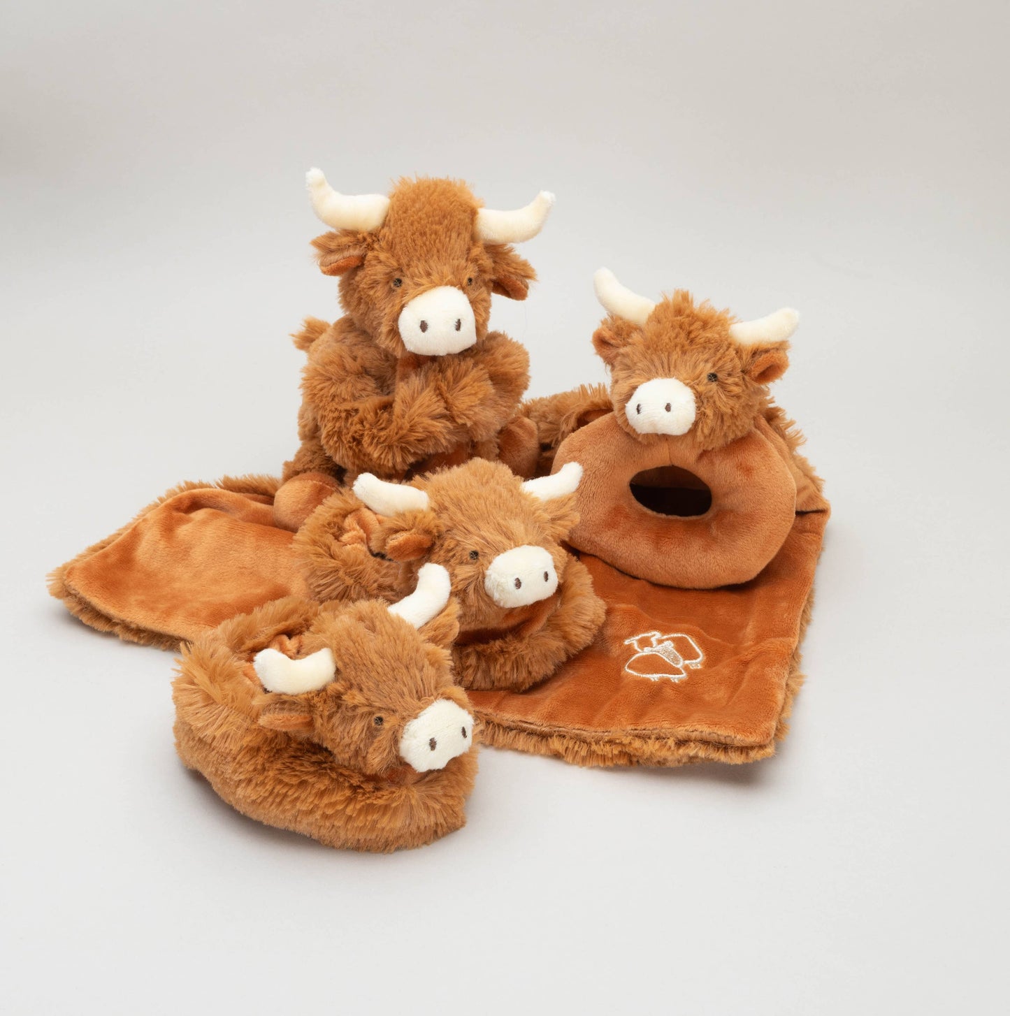 Horny Highland Brown Cow Baby Plush Rattle - 10CM