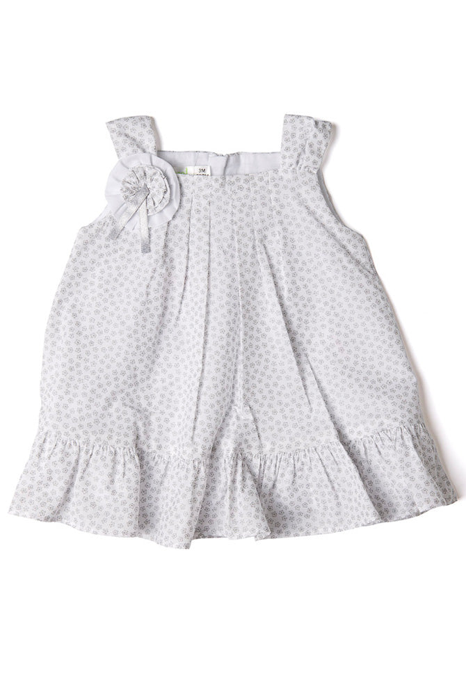 Grey and White Rosette Sun Dress