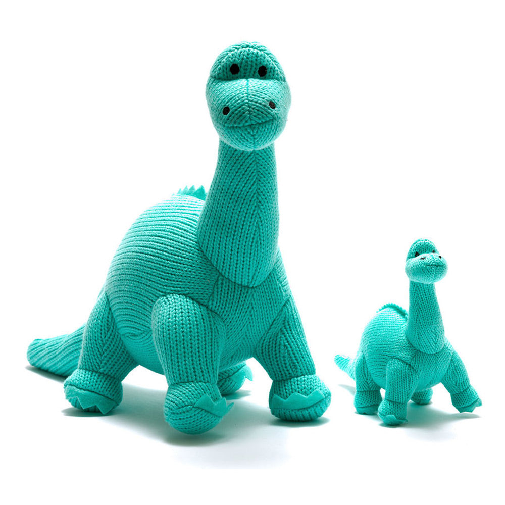 Medium Knitted Ice Blue Diplodocus Dinosaur Toy