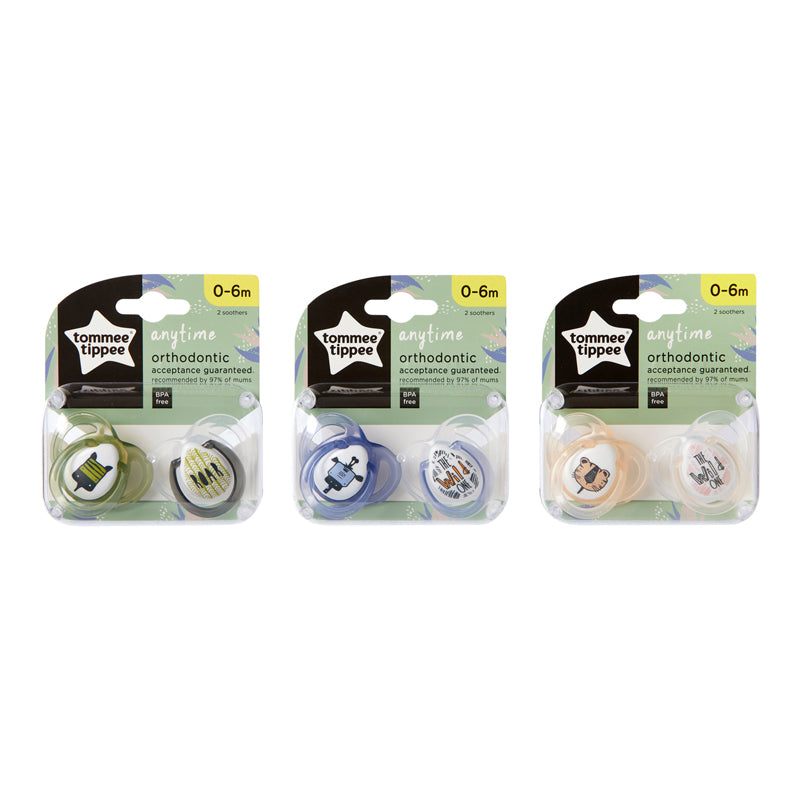 Tommee Tippee Closer to Nature Anytime Soother 0-6m 2Pk Green