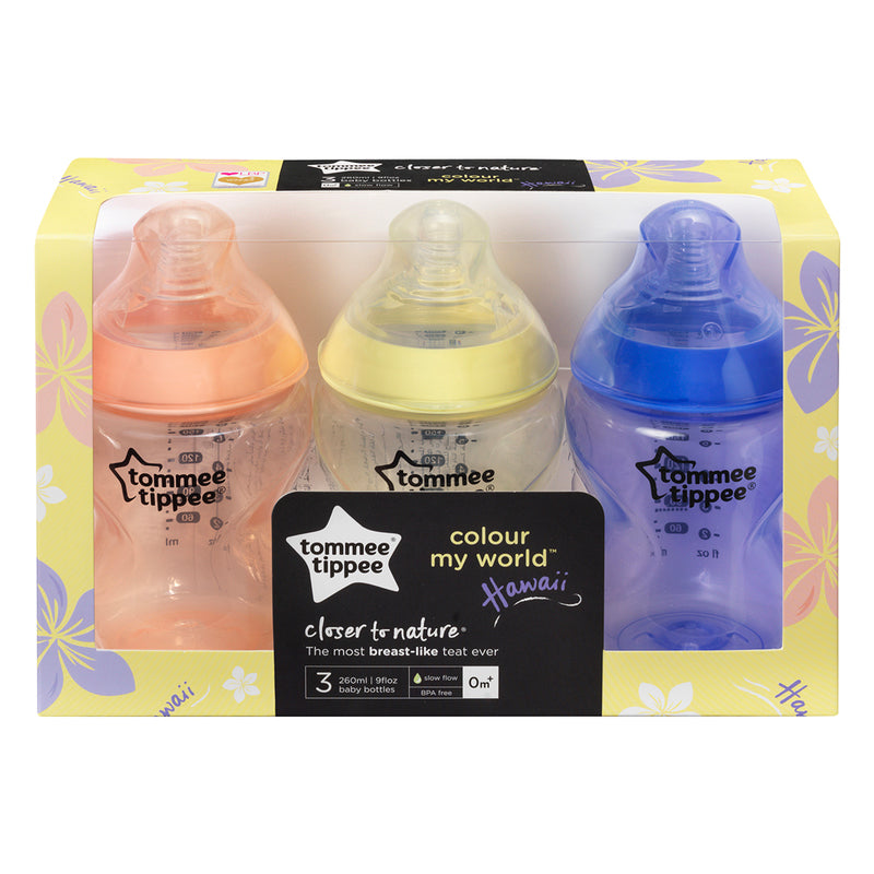 Tommee Tippee Closer to Nature Colour My World Bottle Pink 260ml 3Pk