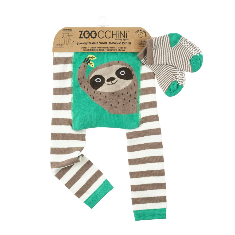 Zoocchini Legging and Sock Set Silas Sloth 12-18M
