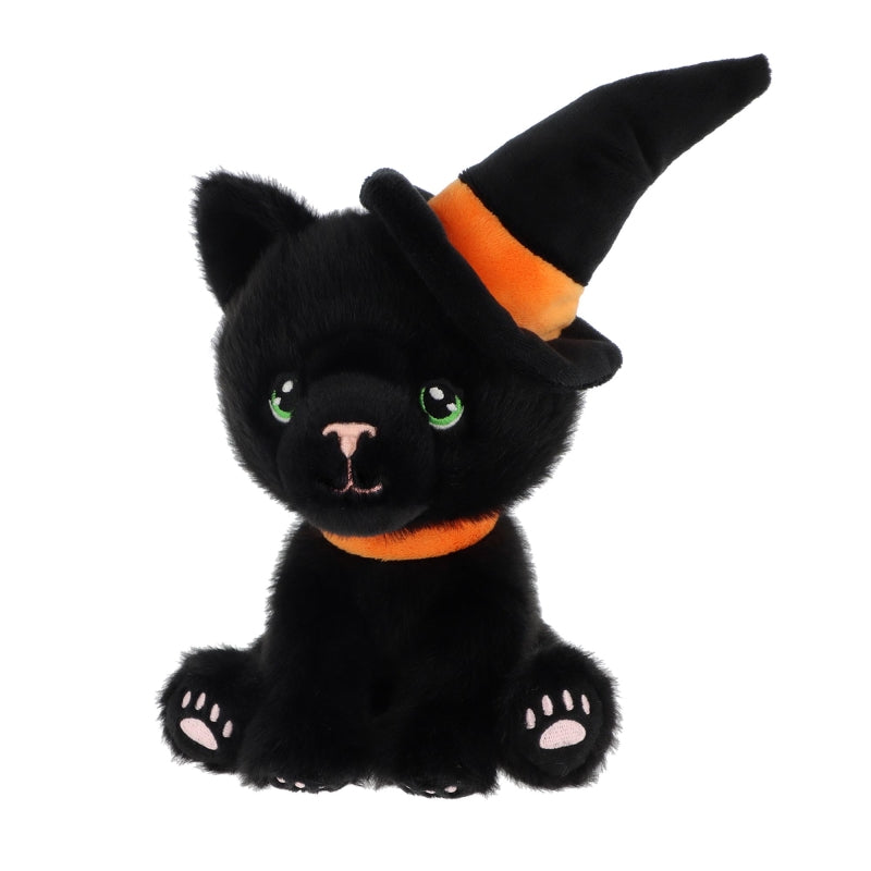 15cm Black Cat with Orange Witches Hat