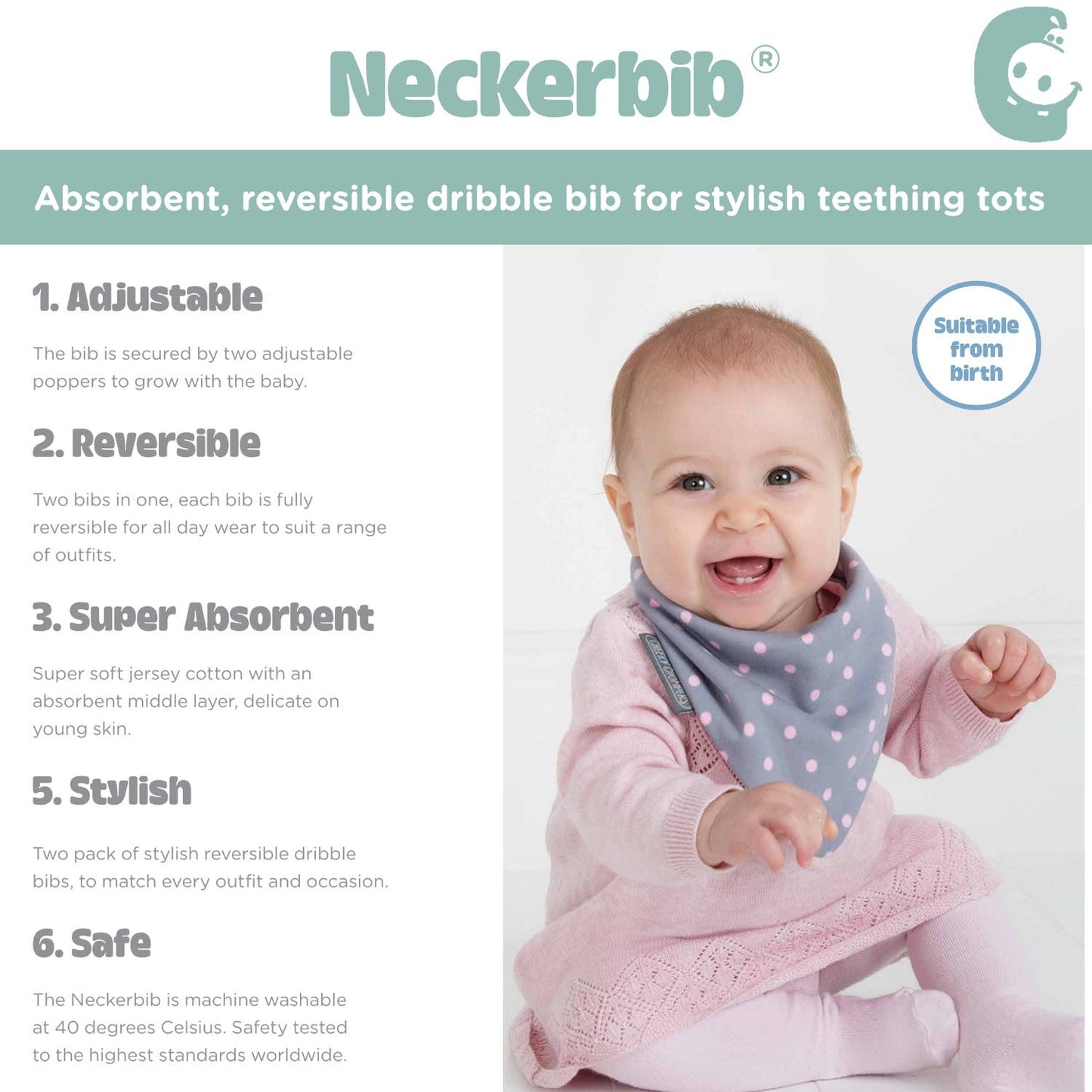 Neckerbib Dribble Bib Set - Leopard & rainbow