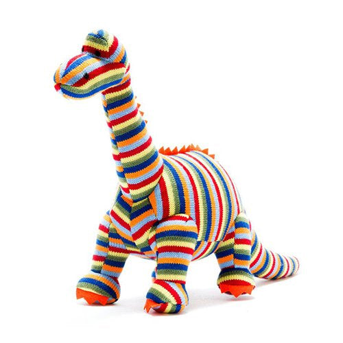 Knitted Stripe Diplodocus Dinosaur Plush Toy