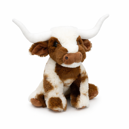 Texas Longhorn Highland Cream Brown Cow Plush Toy 18cm