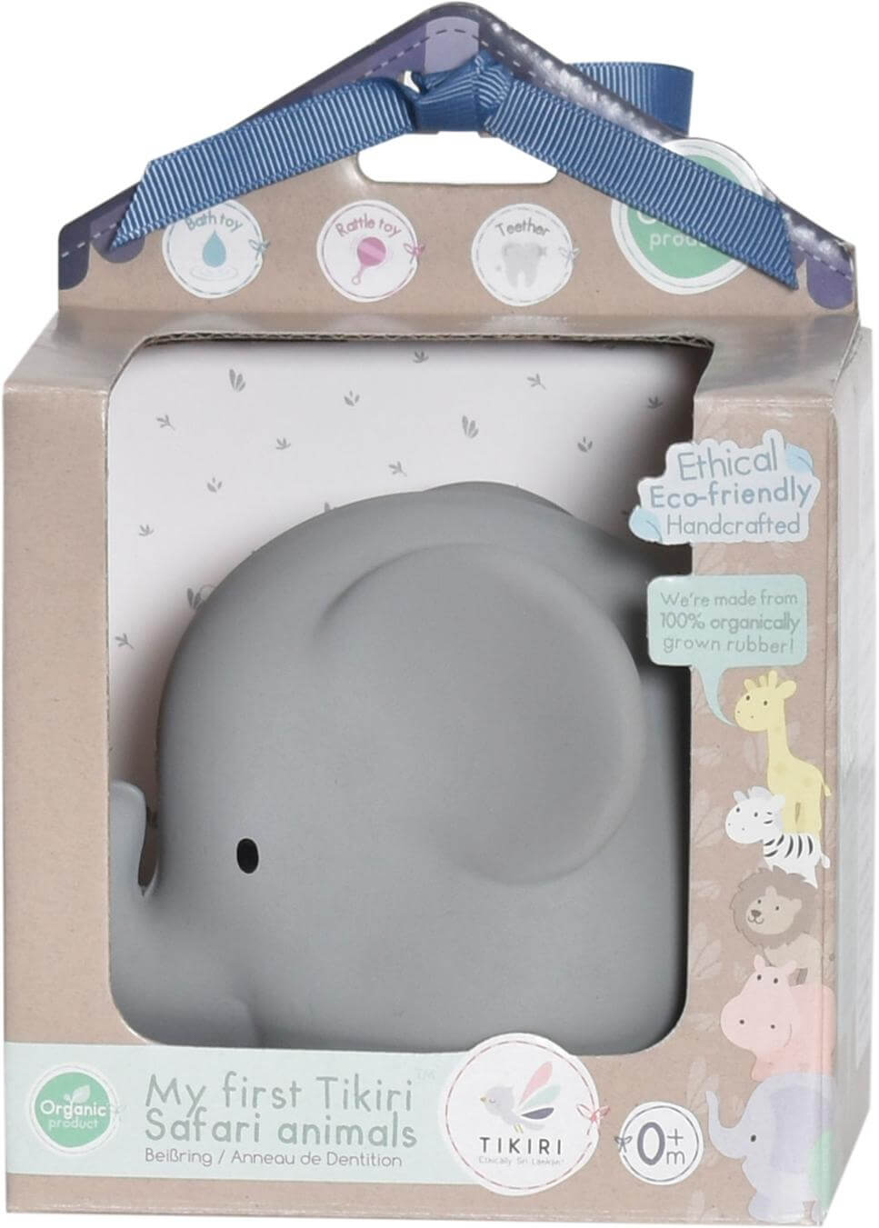 Elephant - Natural Rubber Baby Teether Rattle & Bath Toy