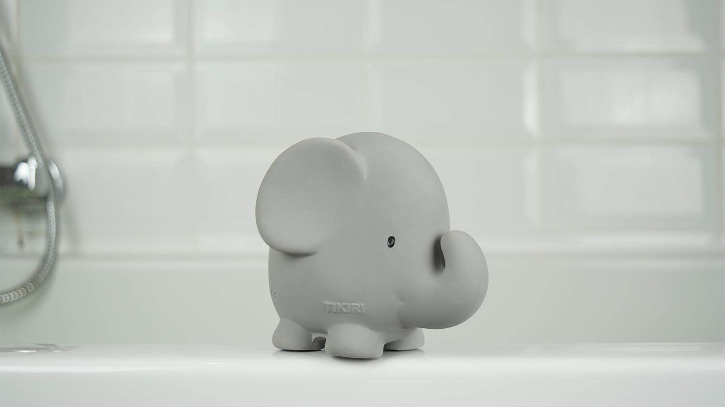 Elephant - Natural Rubber Baby Teether Rattle & Bath Toy