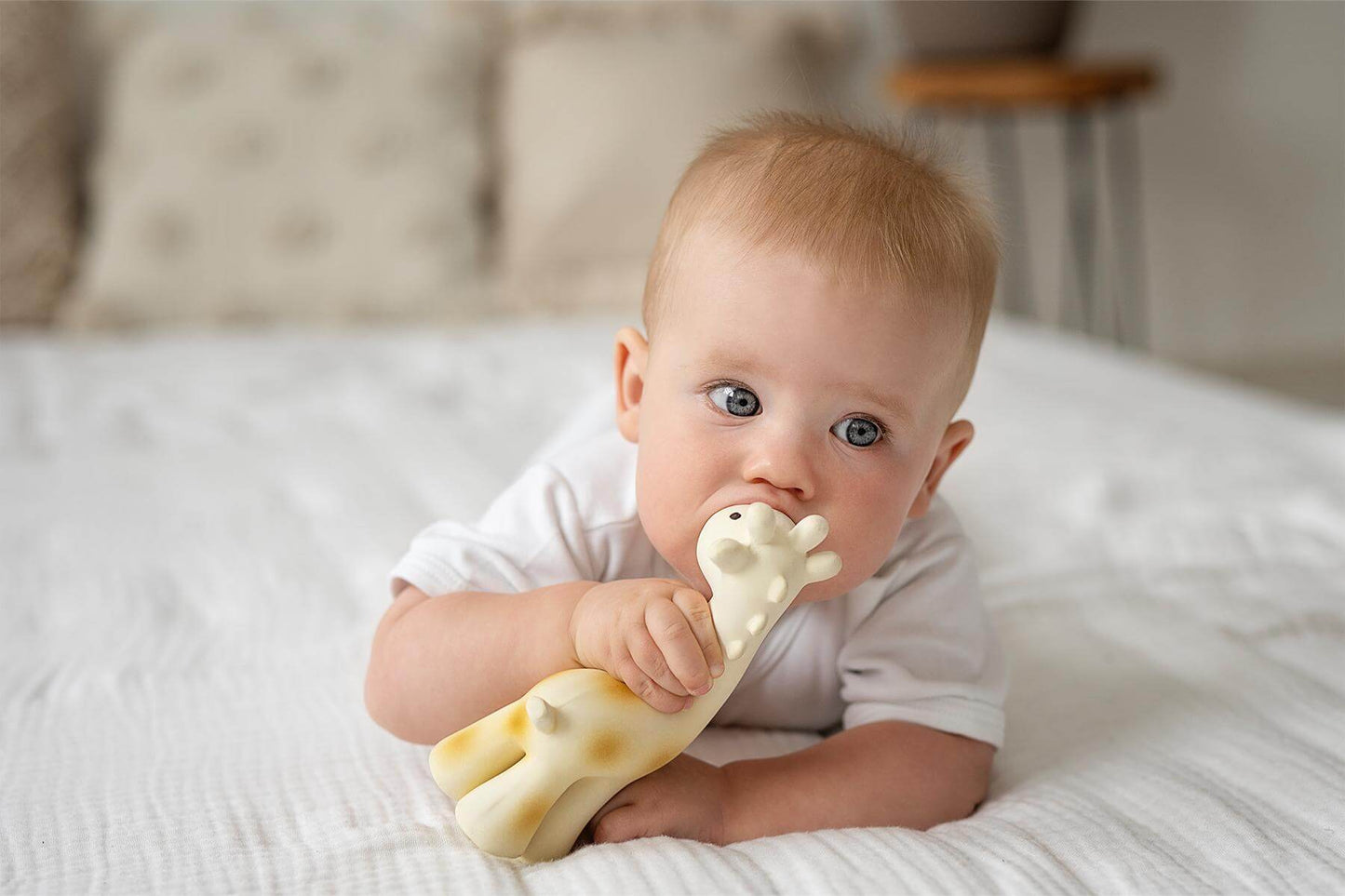 Giraffe - Natural Rubber Baby Teether Rattle & Bath Toy