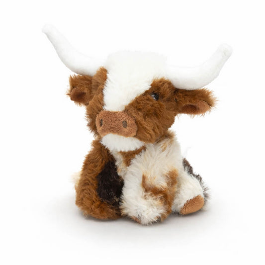 Texas Longhorn Highland Cream Brown Mini Soft Toy Cow 11cm