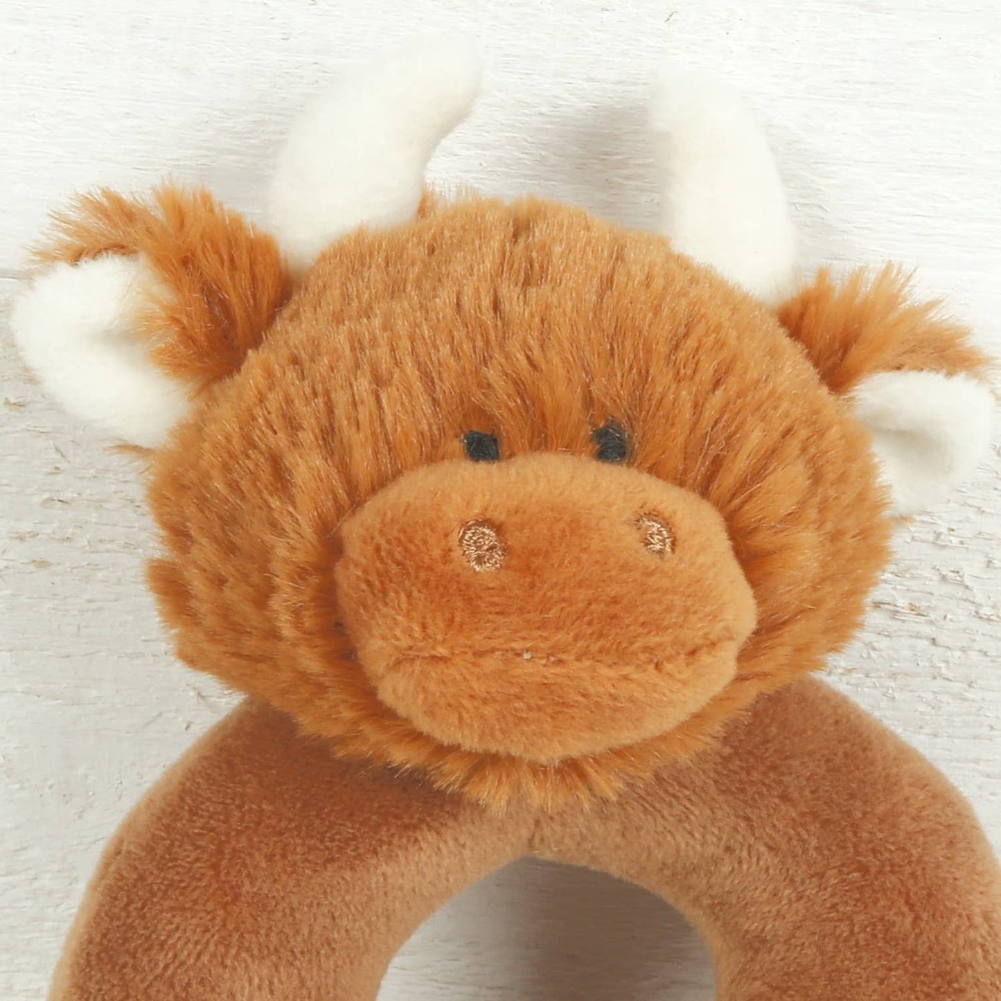 Scottish Highland Brown Cow Baby Plush Soft Toy Rattle - 10CM