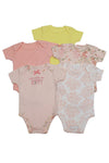 Pink and Yellow 5 Pack Short Sleeve Bodysuits
