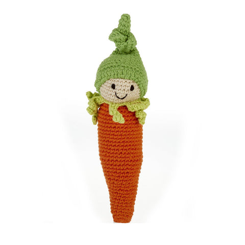 Crochet Cotton Friendly Carrot Baby Rattle
