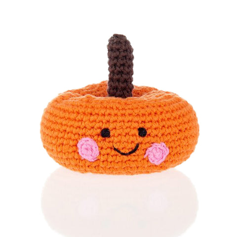 Crochet Cotton Friendly Pumpkin Baby Rattle