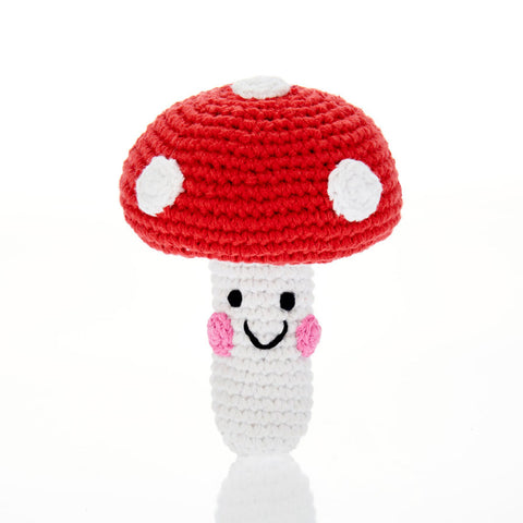 Crochet Cotton Friendly Toadstool Baby Rattle