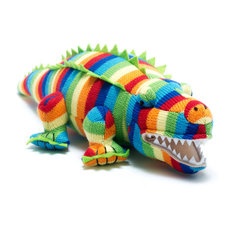 Knitted Colourful Crocodile Soft Toy