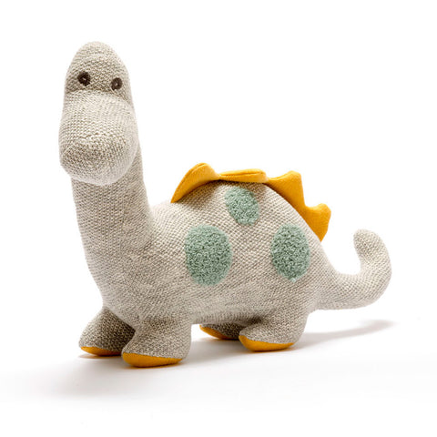 Knitted Organic Cotton Spotted Large Diplodocus Toy Dinosaur