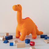 Large Orange Diplodocus Knitted Dinosaur Toy