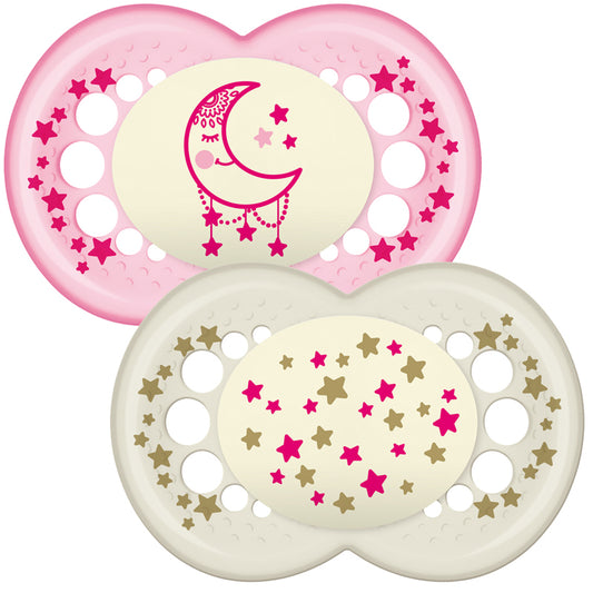 MAM Original Night Soother Pink 12m+ 2Pk