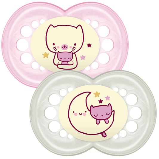 MAM Original Night Soother Pink 6m+ 2Pk