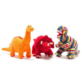 Small Red Triceratops Knitted Dinosaur Rattle