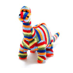 Small Stripe Diplodocus Knitted Baby Rattle