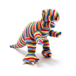 Small Stripe T Rex Knitted Dinosaur Rattle