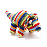 Small Stripe Triceratops Knitted Dinosaur Baby Rattle