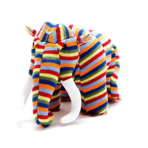 Stripe Knitted Woolly Mammoth Dinosaur Soft Toy