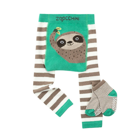 Zoocchini Legging and Sock Set Silas Sloth 12-18M